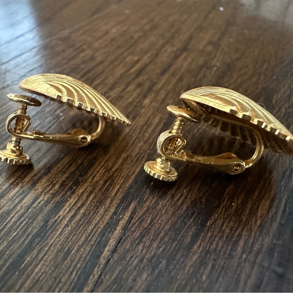 Gold Shell Earrings - image 1